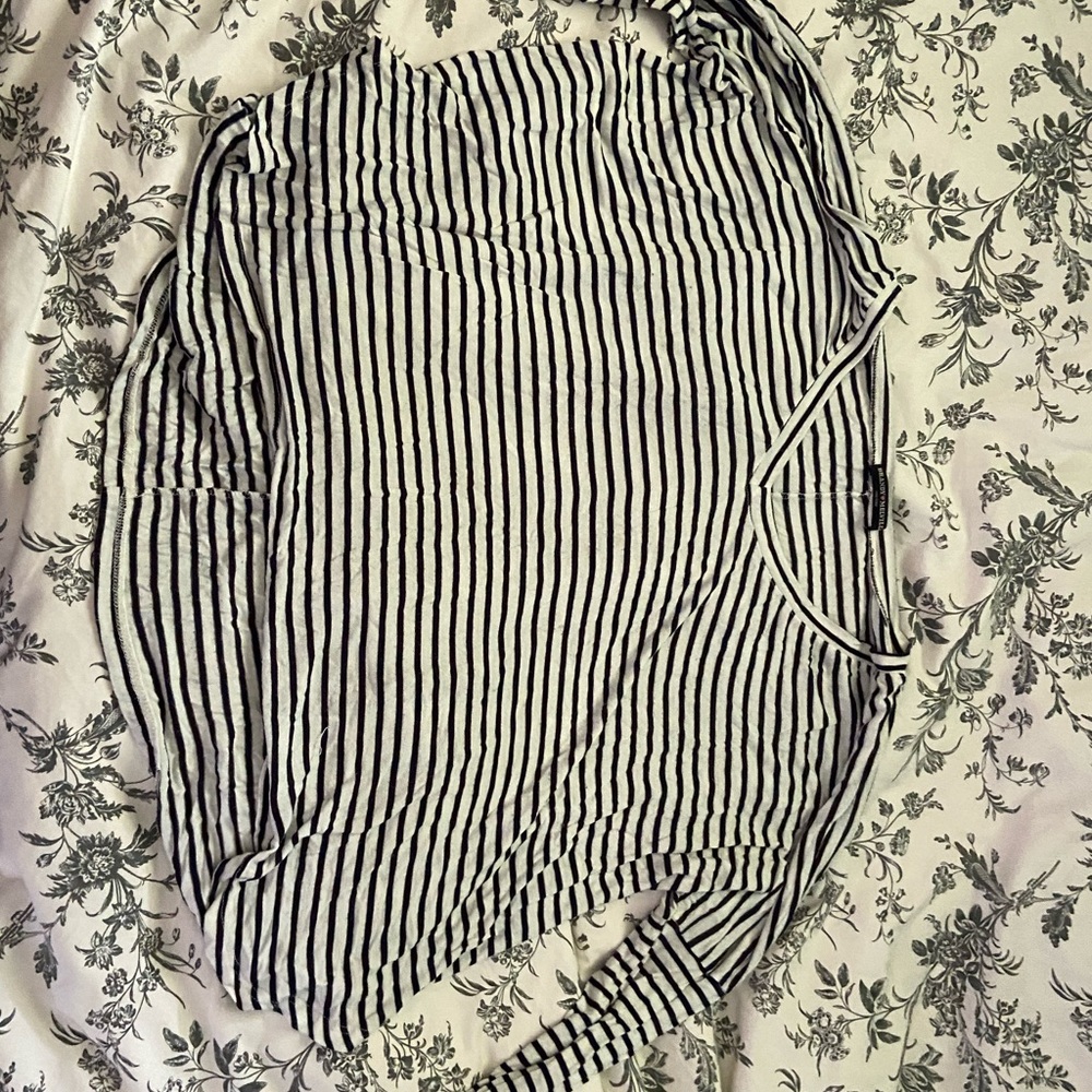 Navy White Striped Brandy Melville Long Sleeve